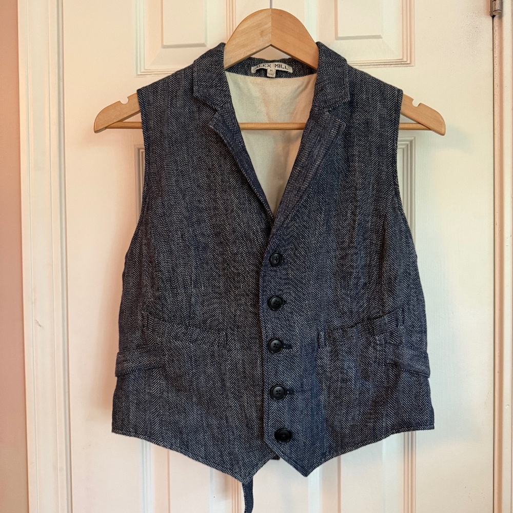 Suitish Vest In Linen Herringbone